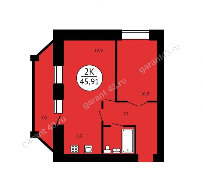 планировка квартиры 46 м2